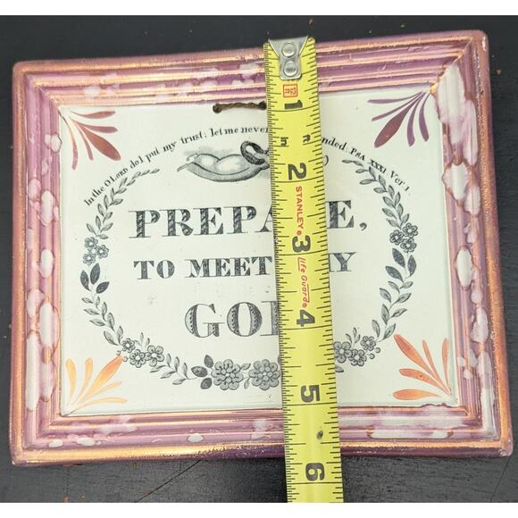 1840s Prepare To Meet Thy God Ganriel W/ Trumpet Pink Luster Sunderland Plaque - Picture 6 of 6